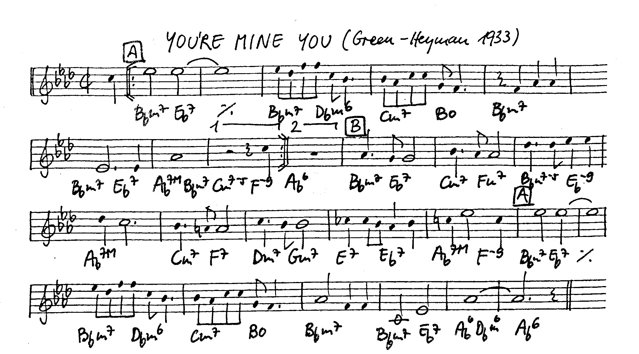 you're mine you free jazz leadsheet - Courtesy of the Jungle Jazz Band
